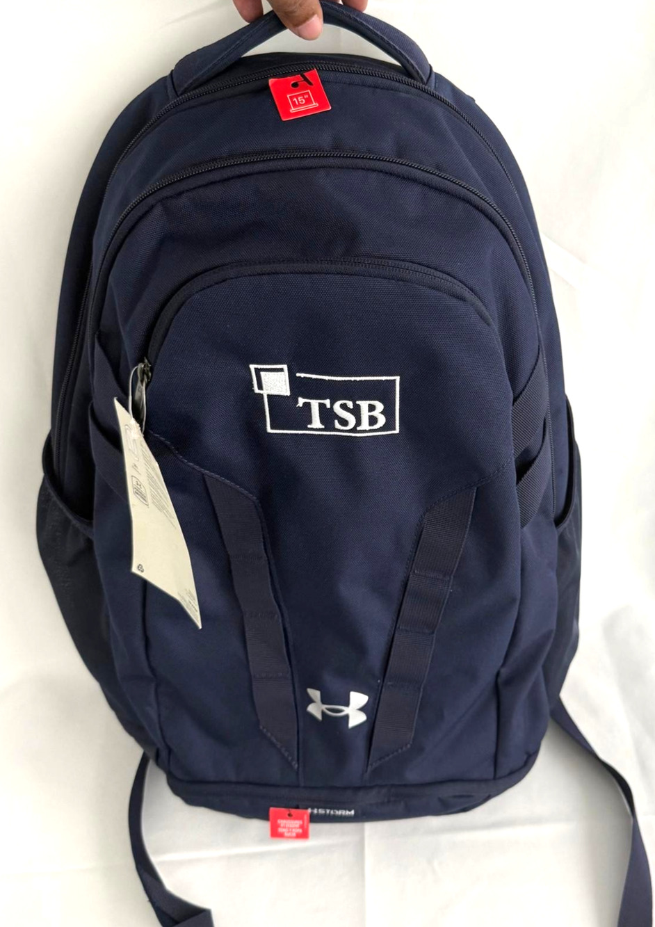 Under Armour UA Hustle 5.0 Storm Backpack Navy Blue Metallic Bag Laptop TSB